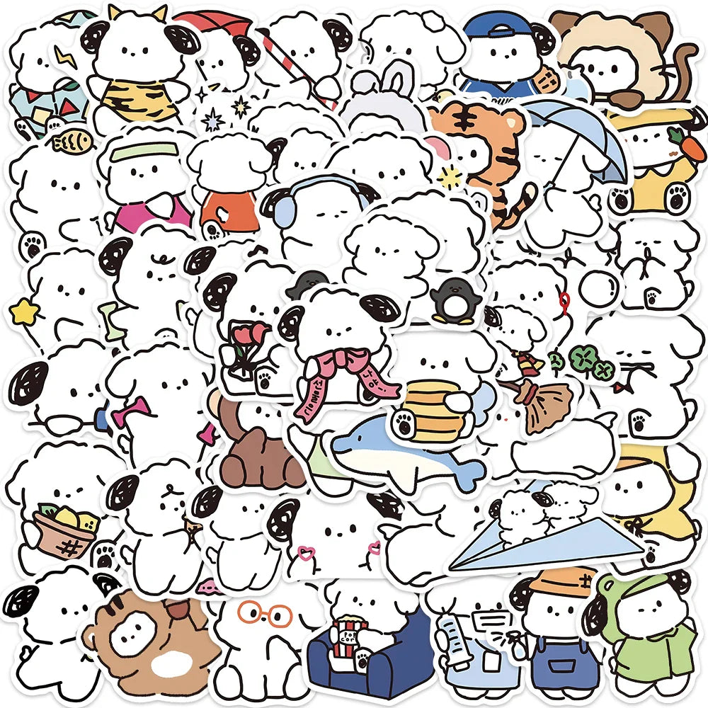 50PCS Kawaii yowoyowoo Sticker Puppy Dog Cute Cartoon Stickers Decals Phone Laptop Guitar Car Bottle Luggage Children Gift (Online Order Only)