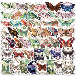50PCS Gothic Witch Moth Flower Stickers for Phone Laptop Luggage Skateboard Decals (Online Order Only)