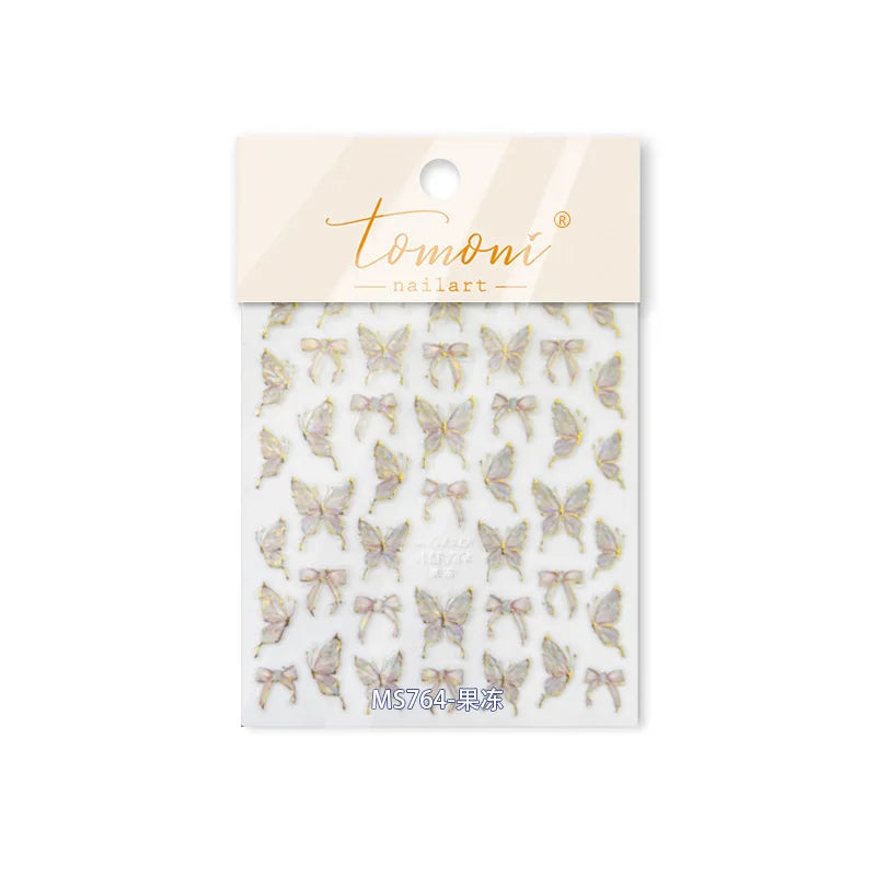 Bowknot Ribbon Butterfly Jelly Shiny Sparkling Delicate Charming Bow Tie 5D Nail Art Decorations Stickers DIY Manicure Decals (ONLINE ORDER ONLY)