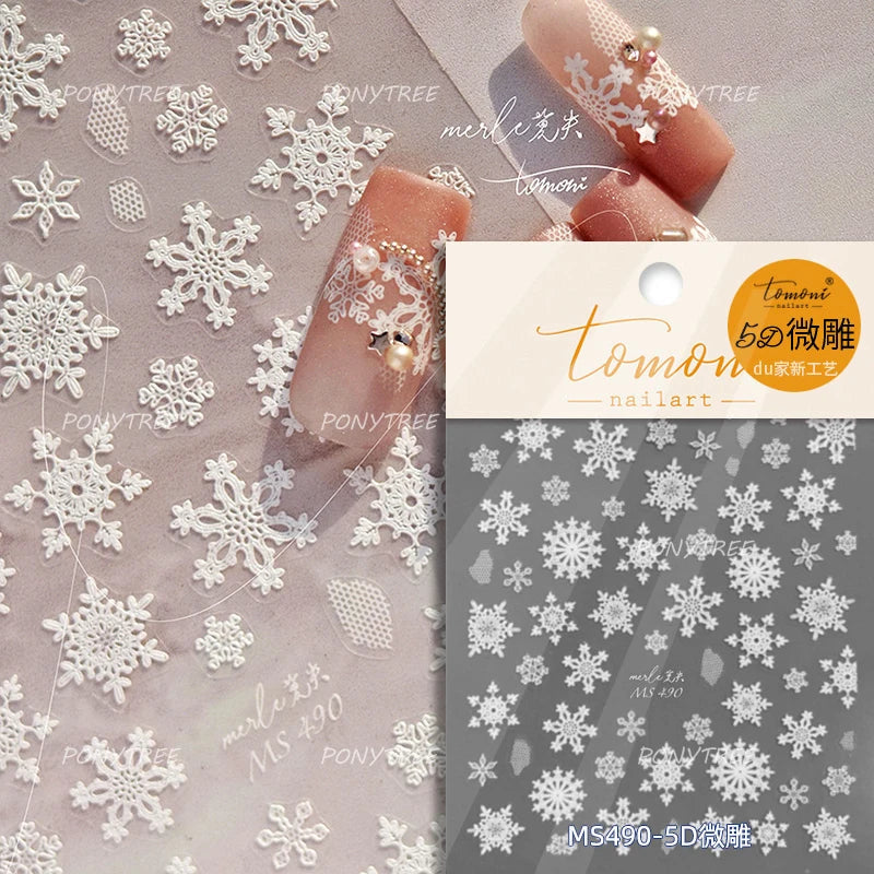 Snowflake Butterfly Rhinestone Shiny Totem Self Adhesive Nail Art Stickers Romantic Charm Chic Rose Flower Pearl Manicure Decals (ONLINE ORDER ONLY)
