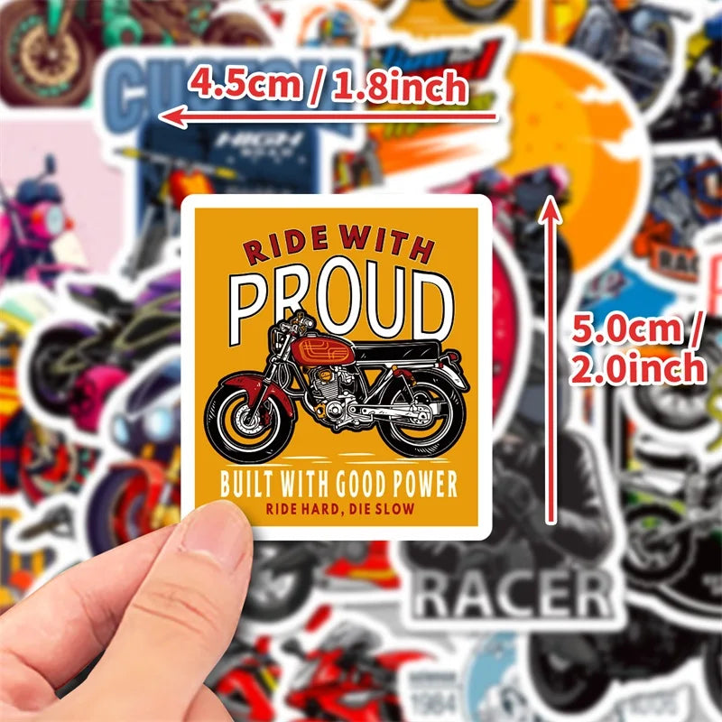 10/30/50PCS Fast Motorcycle PVC Sticky Sticker Aesthetic Chidlren's Stationery Decoration Scrapbooking Hand Accounting Supplies (ONLINE ORDER ONLY)