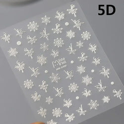 Winter Christmas Crystal Delicate Hexagon Romantic Laser Silver Chic Snowflakes Self Adhesive Nail Art Sticker 5D Manicure Decal (ONLINE ORDER ONLY)