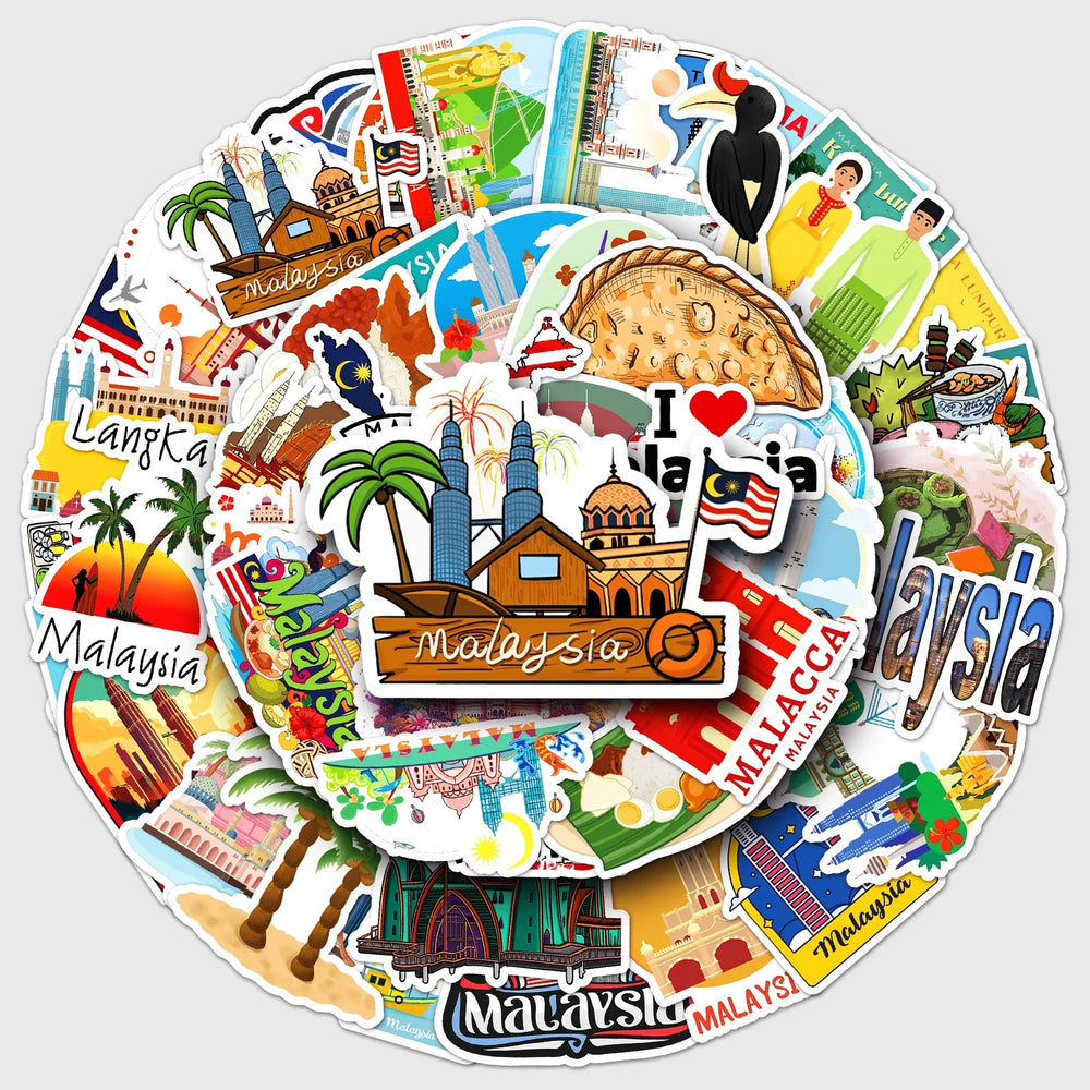 50Pcs City Series Cartoon Waterproof Vinyl Stickers for Skateboard Snowboard (Online Order Only)