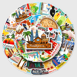 50Pcs City Series Cartoon Waterproof Vinyl Stickers for Skateboard Snowboard (Online Order Only)