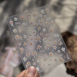 Colourful Daisy Pink Coreopsis Cosmos Persian Chrysanthemum Flower Garden Adhesive Nail Art Decoration Stickers Manicure Decals (ONLINE ORDER ONLY)