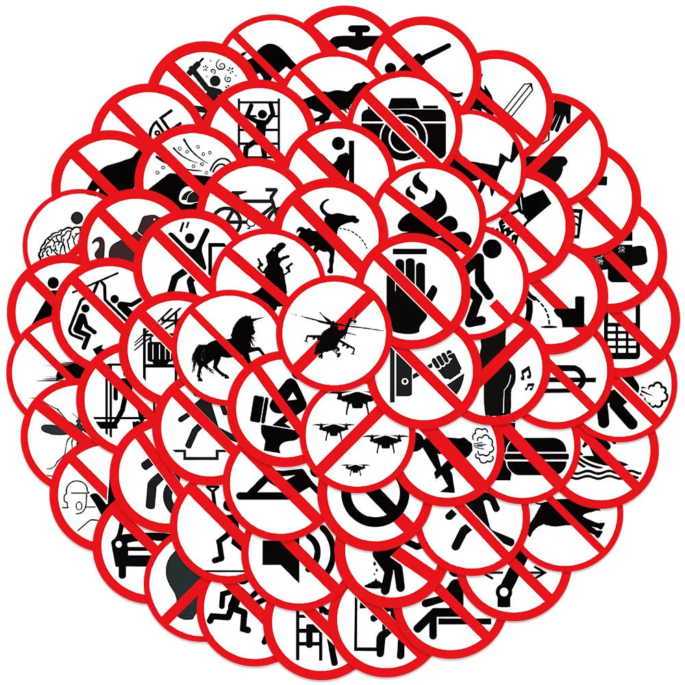 Warning Sign Stickers 10/30/62pcs Waterproof Decals for Laptop Luggage Skateboard Wall Fridge DIY (Online Order Only)