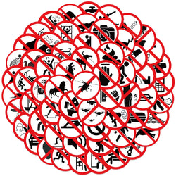 Warning Sign Stickers 10/30/62pcs Waterproof Decals for Laptop Luggage Skateboard Wall Fridge DIY (Online Order Only)
