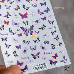 Colourful Butterfly Insect Animals Charming Jelly Special Workmanship 5D Soft Relief Adhesive Nail Art Stickers Manicure Decals (Online Order Only)