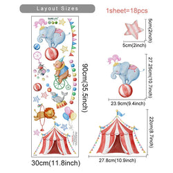 Watercolor Circus Elephant Mouse Rabbit Wall Stickers Kids Nursery Decor (Online Order Only)