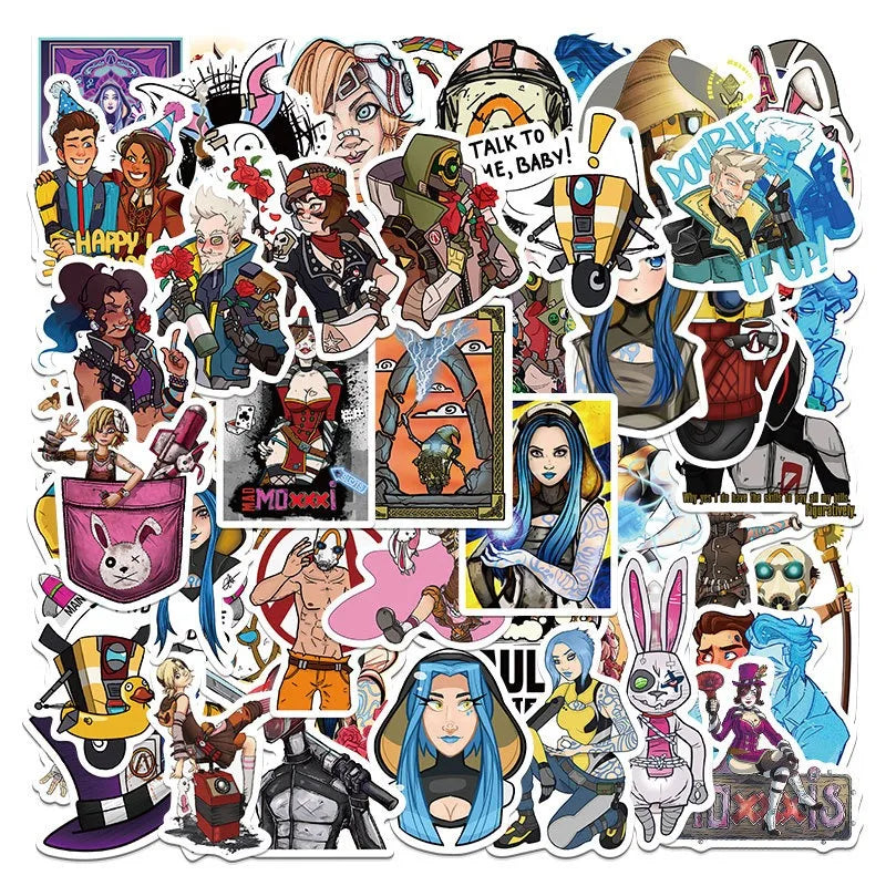 50pcs Borderlands Stickers for Laptop, Phone, Car, Scooter, Suitcase, Water Bottle, Stationery, Refrigerator (ONLINE ORDER ONLY)