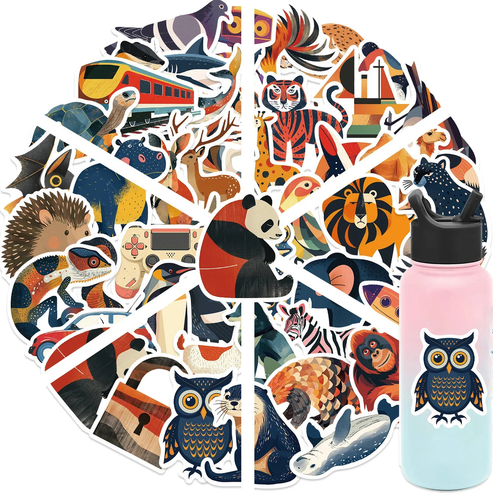 50PCS Funny Cartoon Animals Graffiti Stickers DIY Bike Travel Luggage Guitar Laptop Waterproof Cool Decal Sticker Gift (Online Order Only)