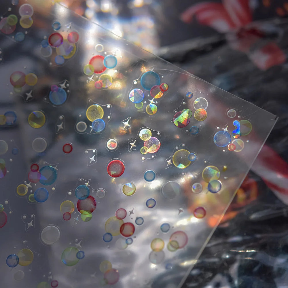 Colorful Bubbles Star Shiny Dreamy Glass Shards Flat 5D Soft Embossed Relief Self Adhesive Nail Art Sticker Chic Manicure Decal (ONLINE ORDER ONLY)