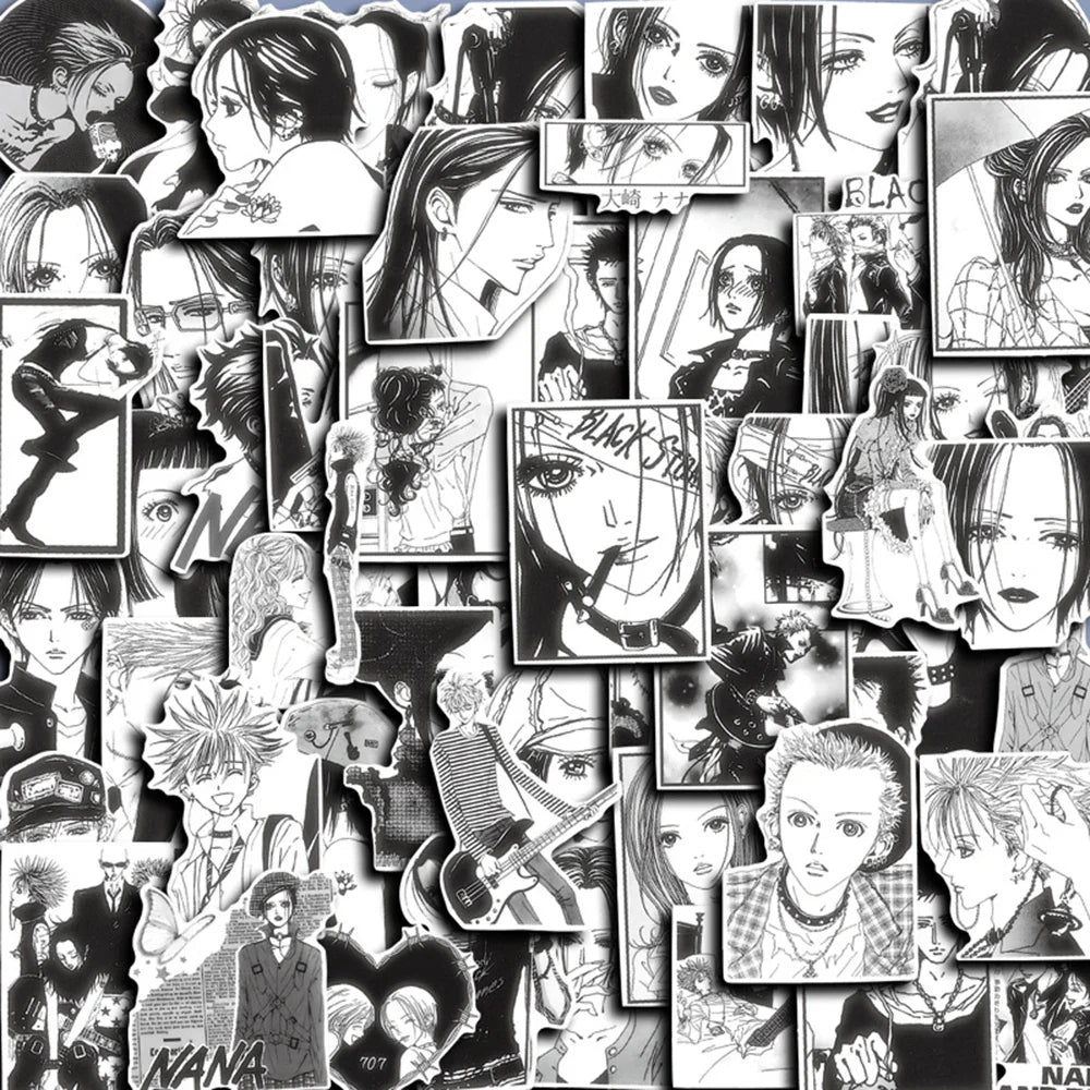 Anime NANA Stickers 10/30/60PCS Black White Graffiti Decals Waterproof DIY Phone Laptop Motorcycle Kids (Online Order Only)