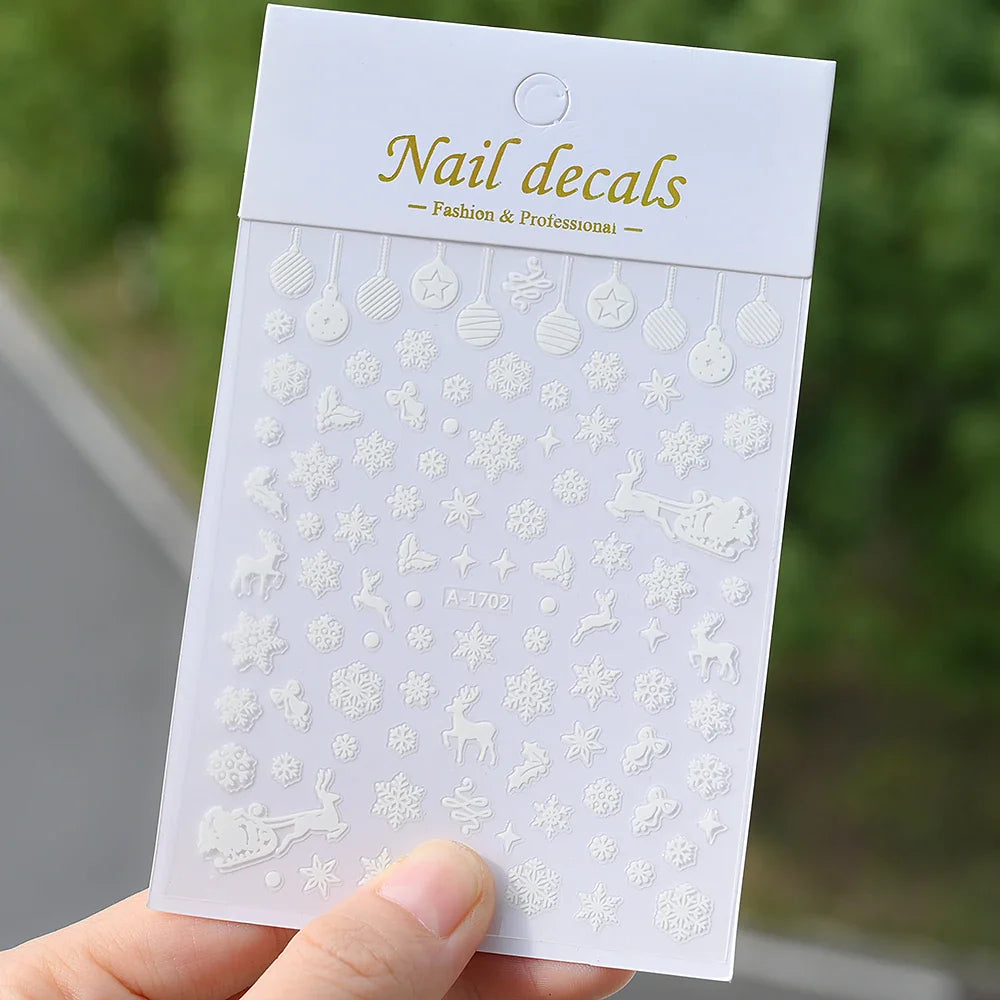 1PCS Laser Gold Snowflake Christmas Tree Nail Sticker 3D Adhesive Nail Decals Nail Art Accessories New Christmas Decoration 2024 (ONLINE ORDER ONLY)