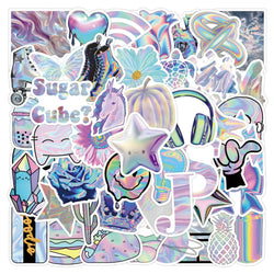 Iridescent Cartoon Stickers Waterproof DIY Laptop Phone Cup Scrapbook Graffiti Gift (ONLINE ORDER ONLY)