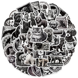 50pcs Cartoon Mixed Animals Aesthetic Stickers Cute Cats Dogs Decals Notebook Phone Laptop Diary Decoration Sticker Kids Toy (ONLINE ORDER ONLY)