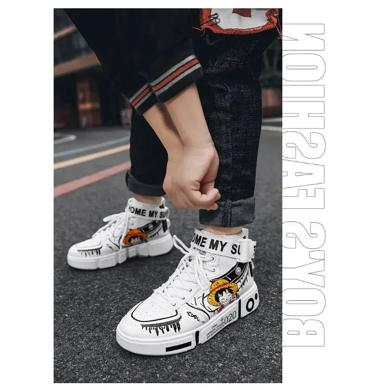One Piece Luffy High Top Shoes Zoro Anime Sneakers (ONLINE ORDER ONLY)