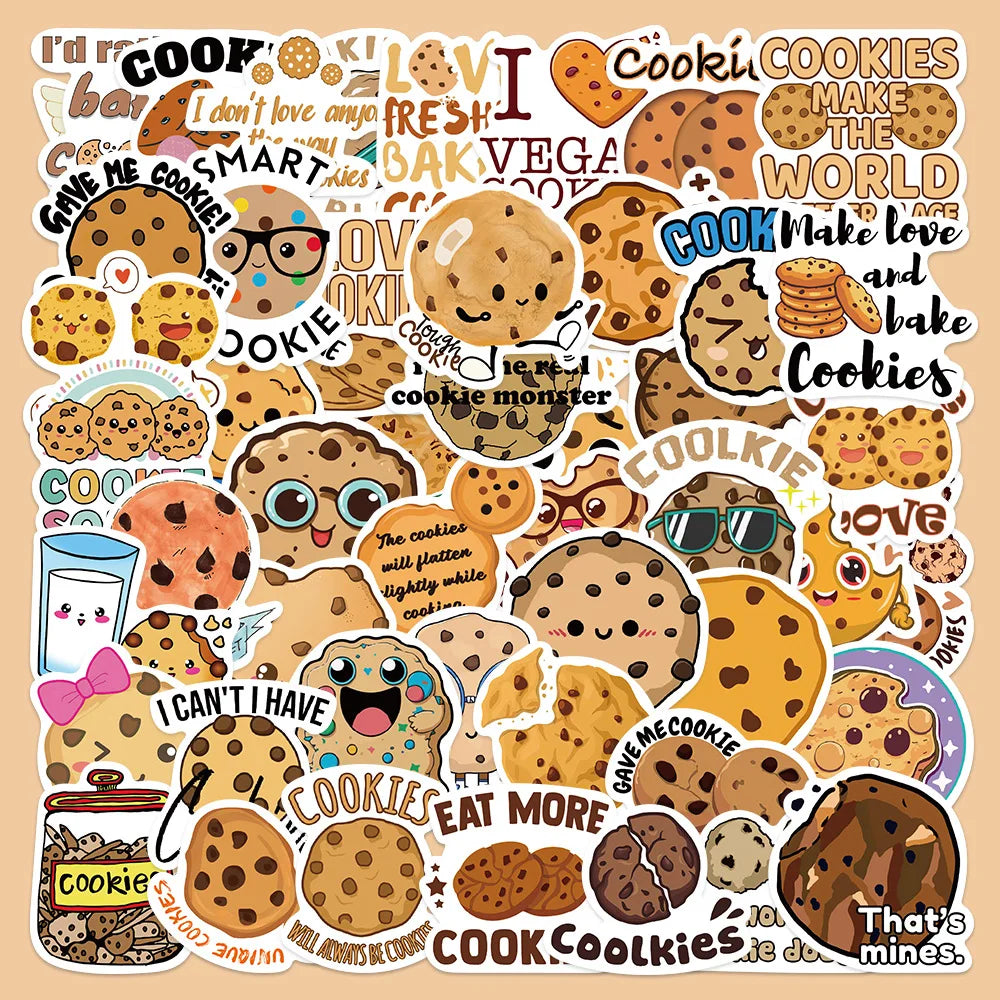 50pcs Creative Cookie Graffiti Stickers for Helmets, Desktops, Walls, DIY Decoration Wholesale (Online Order Only)