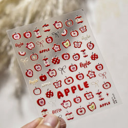 Shiny Attractive Apple Core Peel Cute Fruits Bowknot Tie Star Self Adhesive Nail Art Stickers Charming Rhinestone Manicure Decal (ONLINE ORDER ONLY)