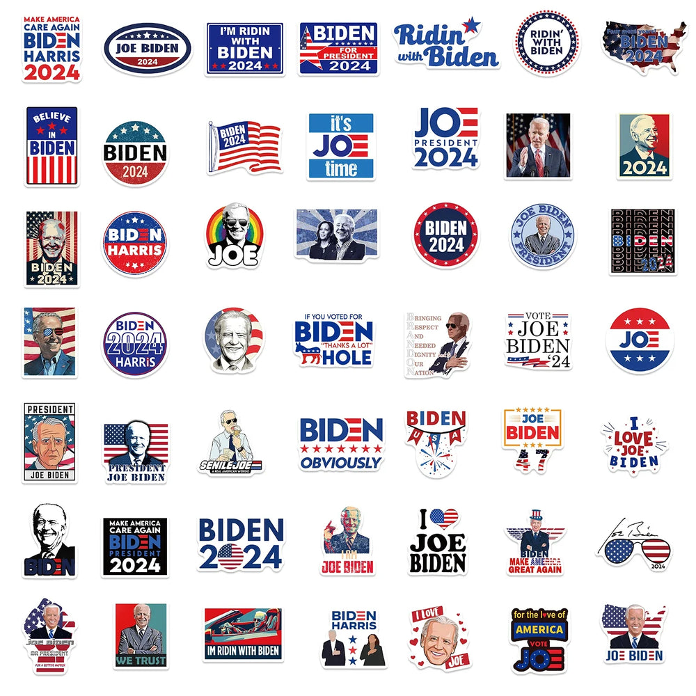 50pcs Cartoon Funny Joe Biden Harris Stickers Decals DIY Graffiti Toys For Laptop Guitar Luggage Skateboard Kids Sticker (ONLINE ORDER ONLY)