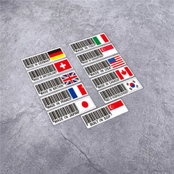 National Flag Bar Code Made in Germany Switzerland USA Italy Stickers Car Styling Vinyl Tape Motorcycle Decal Waterproof (ONLINE ORDER ONLY)