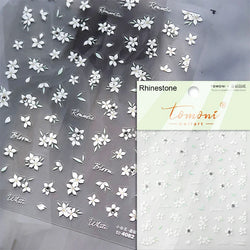 Dried Flowers Rose Butterfly Love Heart Golden Stroke Flying Crane Silver Adhesive Nail Art Stickers Rhinestone Manicure Decals (ONLINE ORDER ONLY)
