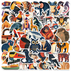 50pcs Aesthetic Minimalism Cartoon Animals Stickers Laptop Water Bottle Decals Luggage Guitar Phone DIY Waterproof Graffiti (Online Order Only)