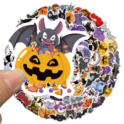 50/100pcs Cute Cartoon Halloween Bats Stickers Kids Toy Waterproof Graffiti For Laptop Guitar Water Bottle Bicycle Car Decals (ONLINE ORDER ONLY)