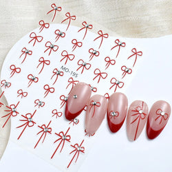 Gold Silver White Black Pink Blue Bowknot Ribbon Flat 3D Line Gird Strap Tie Elegant Charming Nail Art Stickers Manicure Decals (ONLINE ORDER ONLY)