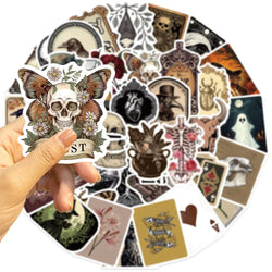50PCS Cartoon Gothic Skeleton Animal Stickers Skateboard Guitar Computer Refrigerator Desk Graffiti Creative Sticker (ONLINE ORDER ONLY)
