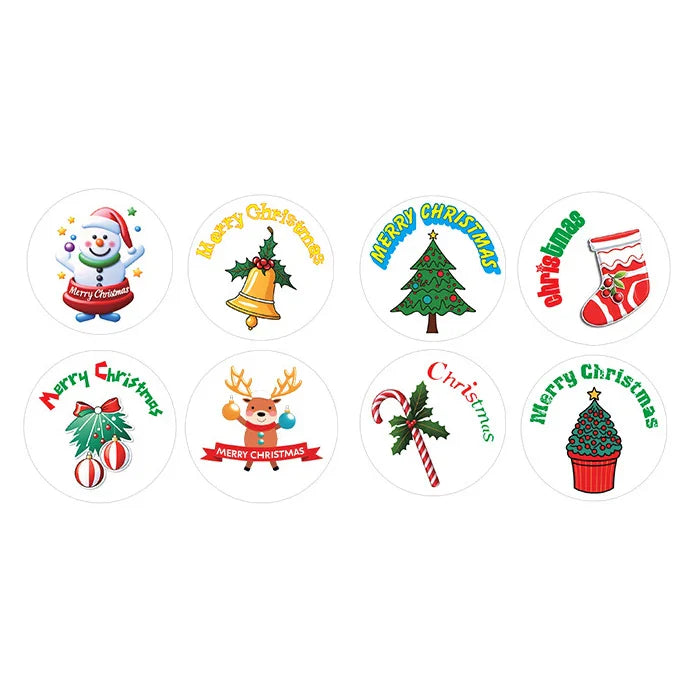 100-500pcs Cartoon Merry Christmas Sticker Santa Claus Tree Paper Label New Year Cute Snowman Stationery Stickers For Kids Gift (ONLINE ORDER ONLY)