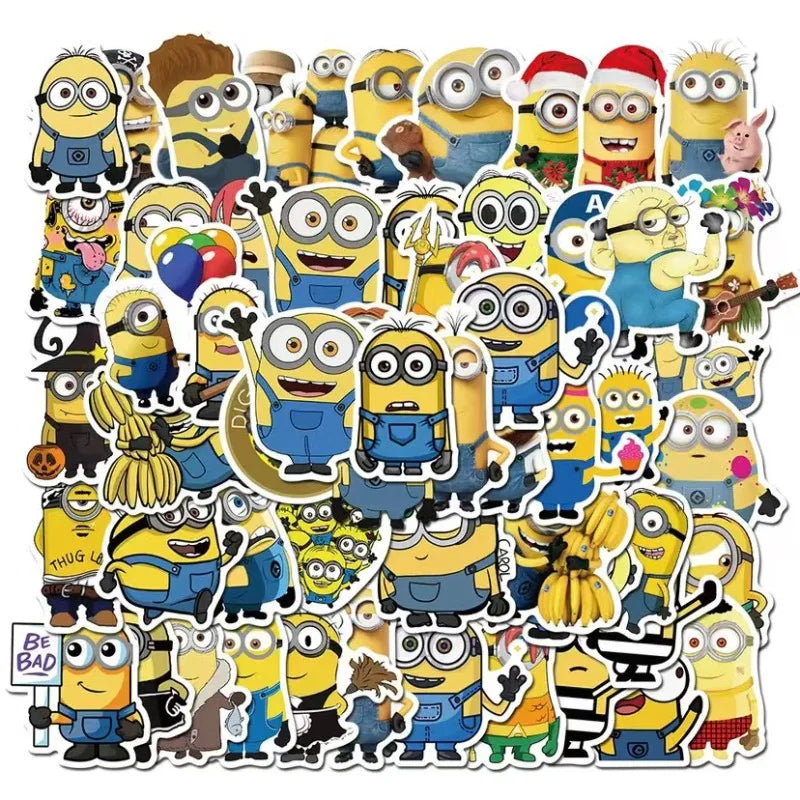50pcs Despicable Me Minions Cartoon Stickers Kawaii Funny Decals for Suitcase & Handbook (Online Order Only)
