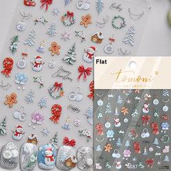 Snowman Apple Stars Gift Bell Snowflake Christmas Tree 3D Jelly Self Adhesive Nail Art Stickers Santa Claus Xmas Manicure Decals (ONLINE ORDER ONLY)