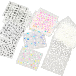 30 Sheets Cherry Blossom Nail Art Stickers White Flower Self-Adhesive Nail Decals with Assorted Floral Patterns for Manicuring * (Online Order Only)