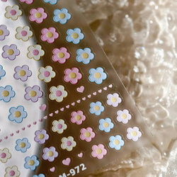 Lovely Colored Flower Fried Egg Petal Love Heart Cartoon Pink Yellow Purple Blue Delicate Charm Nail Art Stickers Manicure Decal (ONLINE ORDER ONLY)