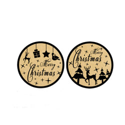 100-500pcs Brown Merry Christmas kraft paper Stickers Holiday Sticker Decor Party bake Envelope business Seal Label (ONLINE ORDER ONLY)