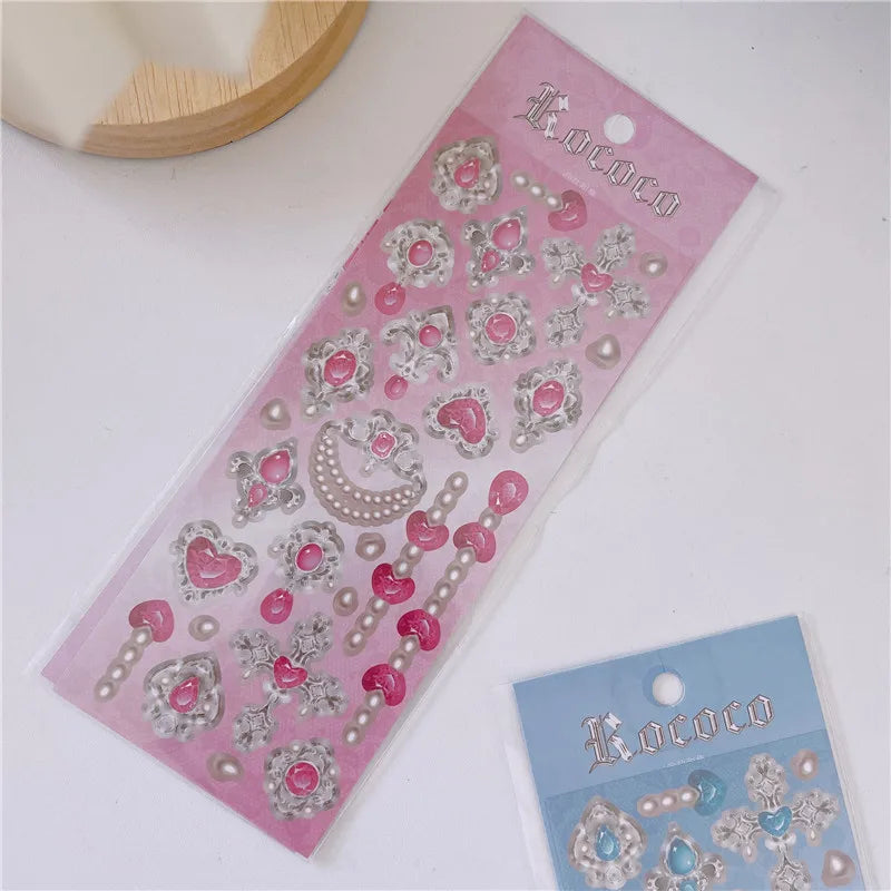 Cute Love Gem Pearl Stickers Diary Scrapbooking DIY Album Decoration Sticker Aesthetic Personalized INS Kawaii Korean Stationery (ONLINE ORDER ONLY)