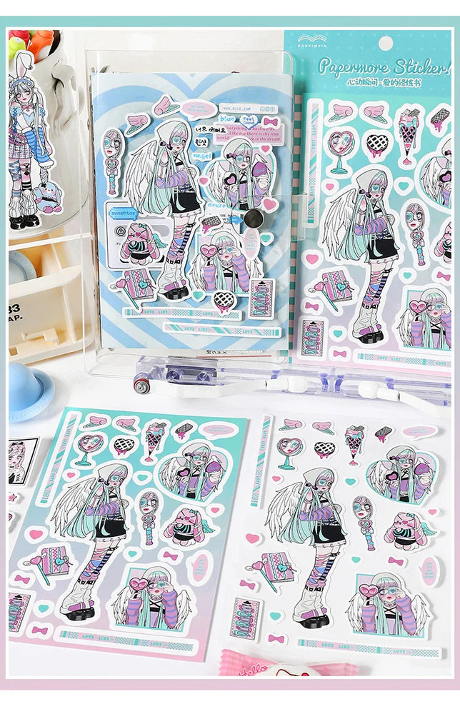 1pcs New Kawaii Heartbeat Girl Scrapbooking Sticker Art Collage Diary Journal DIY Craft Aesthetics Decorative Sticker Stationery (ONLINE ORDER ONLY)