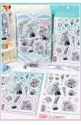 1pcs New Kawaii Heartbeat Girl Scrapbooking Sticker Art Collage Diary Journal DIY Craft Aesthetics Decorative Sticker Stationery (ONLINE ORDER ONLY)