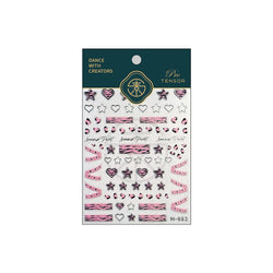 Punk Pink Leopard Print Love Heart Stars Bowknot Cool Girl 5D Self Adhesive Nail Art Stickers Ribbon Manicure Decals Wholesale (ONLINE ORDER ONLY)