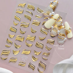 Golden Ink Brush Hot Stamping Irregular Lines Texture Sensation Moon Advanced Feeling Adhesive Nail Art Sticker Manicure Decals (Online Order Only)