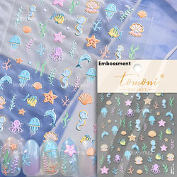 Hot Stamping Seahorse Dolphin Shell Conch Starfish Coconut Tree Jackfruit Water Bubbles Ocean Nail Art Stickers Manicure Decals (ONLINE ORDER ONLY)