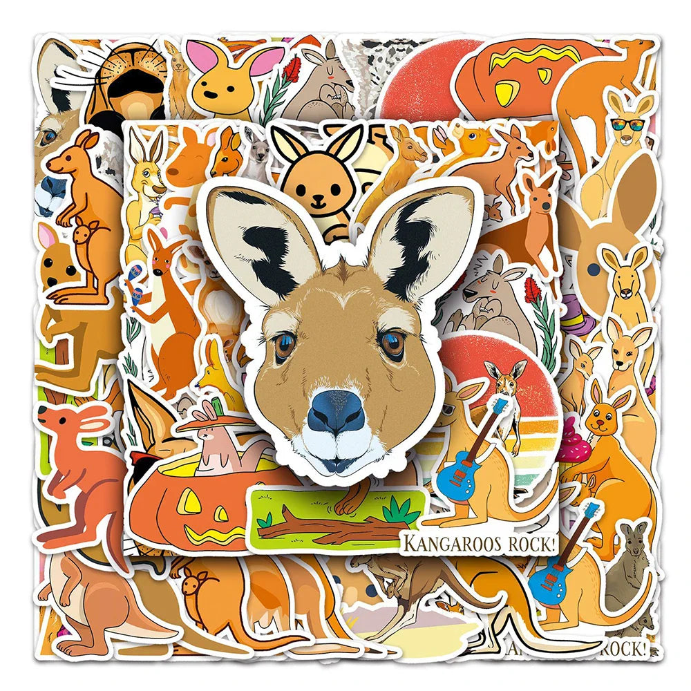 10/30/50PCS Funny Kangaroo Cartoon Stickers DIY Skateboard Laptop Phone Luggage Suitcase Guitar Wall Decals Decoration Kids Toy (ONLINE ORDER ONLY)