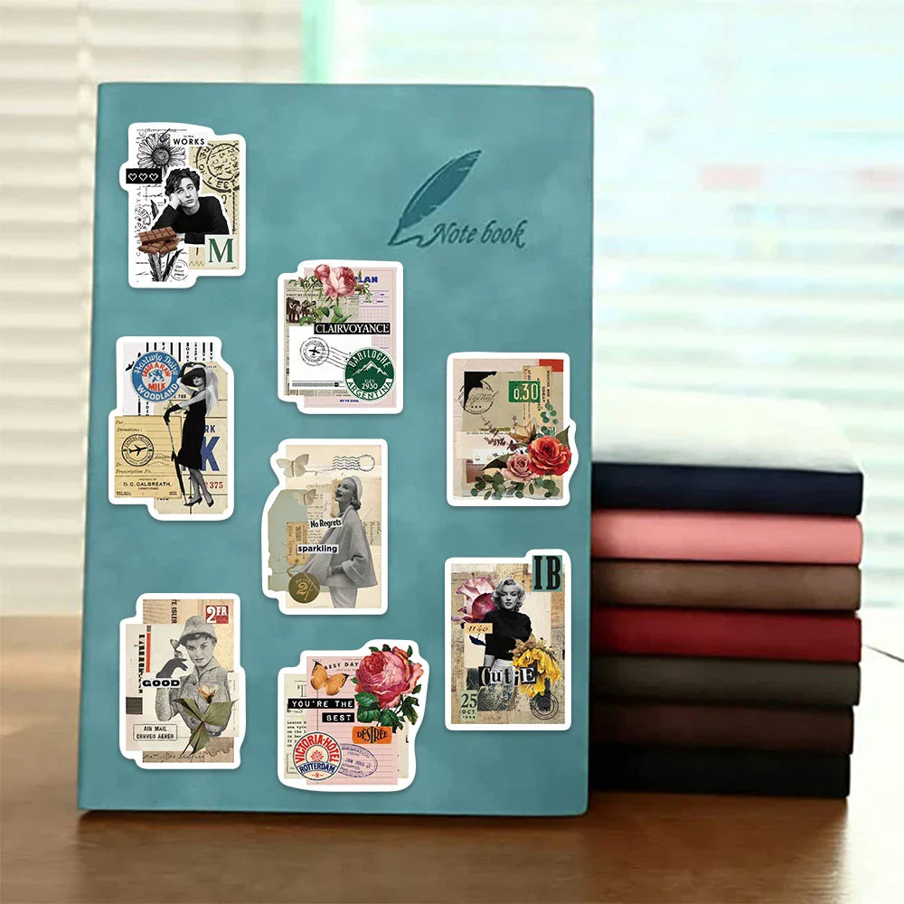 53PCS Sticky Note Stickers Vintage Retro DIY Diary Sticker For Laptop Luggage Skateboard Graffiti Decals Fun Classic Toy (ONLINE ORDER ONLY)