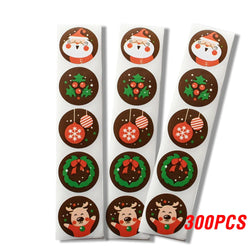 100-500pcs Christmas Stickers Santa Snowflake Adhesive Label Stickers DIY Biscuit Gift Baking Business Packaging Stickers (ONLINE ORDER ONLY)