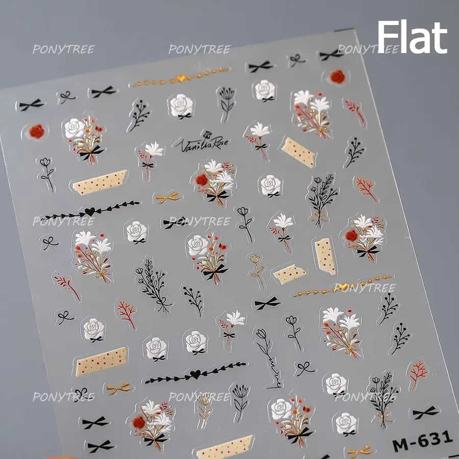 Pretty White Butterfly Flower Wreath Love Heart Crown Corsage Corolla Garland Delicate Adhesive Nail Art Sticker Manicure Decals (ONLINE ORDER ONLY)
