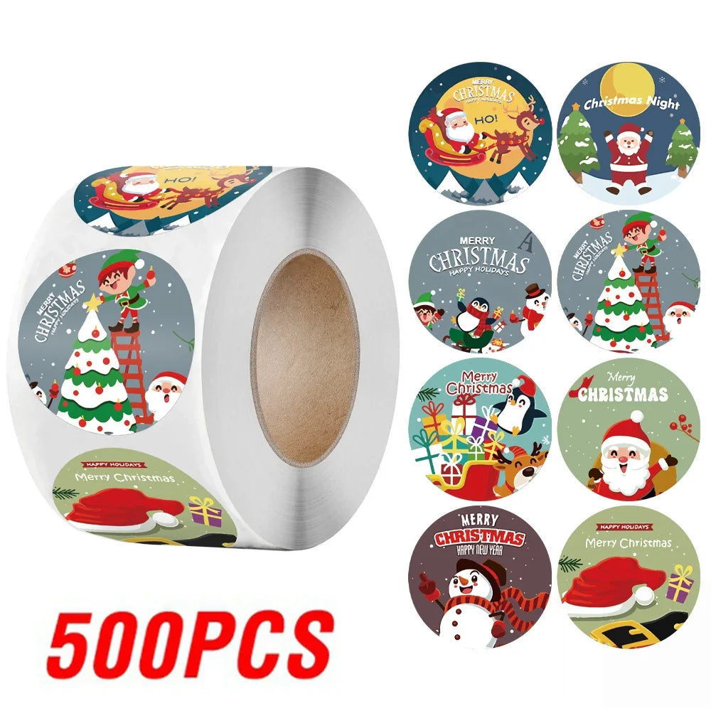 100-500Pcs Gold Snowflake Christmas Stickers Candy Bag Envelopes Sealing Label Christmas Gifts Box Decorations Sticker (ONLINE ORDER ONLY)