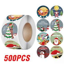100-500Pcs Gold Snowflake Christmas Stickers Candy Bag Envelopes Sealing Label Christmas Gifts Box Decorations Sticker (ONLINE ORDER ONLY)