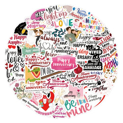 Anniversary Love Cartoon Stickers for Phone Laptop Luggage Skateboard Decals (Online Order Only)