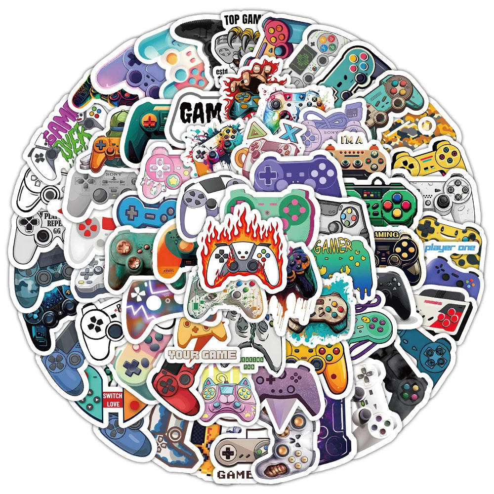 10/30/50/100PCS Cartoon Joystick Gamepad Stickers Phone Skateboard Laptop Bike Fridge Water Glass PVC Waterproof DIY Toys Decals (ONLINE ORDER ONLY)